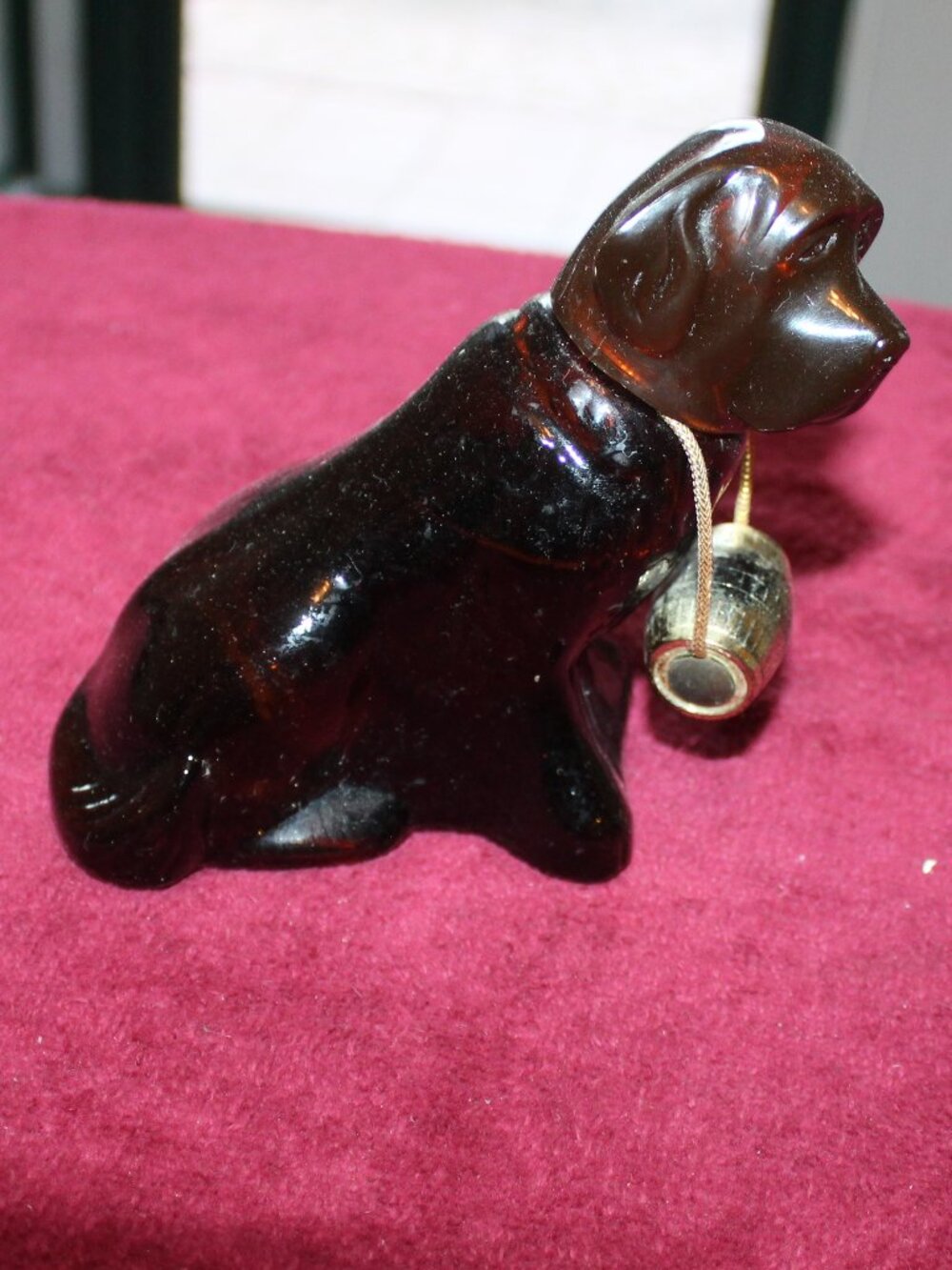 Vintage Avon "Old Faithful" St. Bernard decanter in brown amber glass